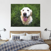 Glimlach Golden Retriever Canvas Afdruk (Insitu (Slaapkamer))