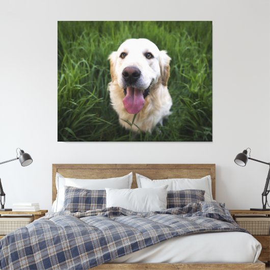Glimlach Golden Retriever Canvas Afdruk (Insitu (Slaapkamer))