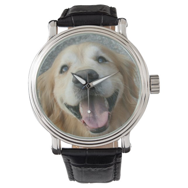 Glimlach Golden Retriever Horloge (Voorkant)
