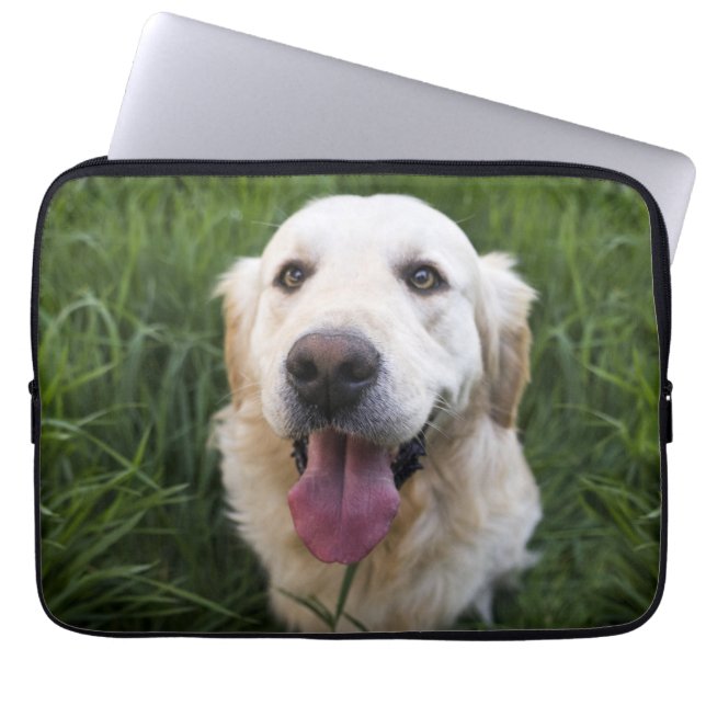 Glimlach Golden Retriever Laptop Sleeve (Voorkant)