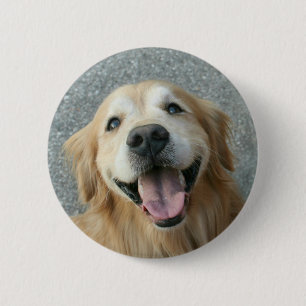 Glimlach Golden Retriever Ronde Button 5,7 Cm