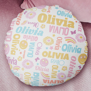 Glimlach grafisch bloem pastel preppy gooi kussen