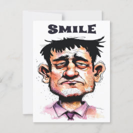 Glimlach, Grappig Gezicht, Man Portret, Cartoon Briefkaart