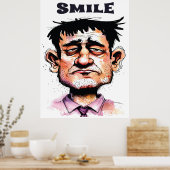 Glimlach, Grappig Gezicht, Man Portret, Cartoon Poster (Keuken)