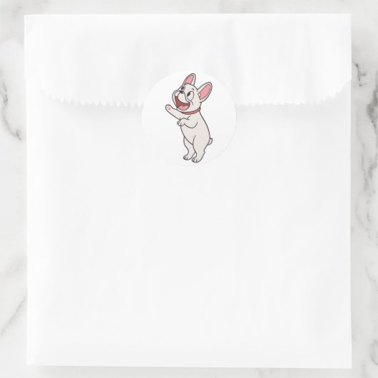 Glimlach grappig staande Franse Bulldog Ronde Sticker (Tas)