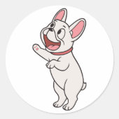 Glimlach grappig staande Franse Bulldog Ronde Sticker (Voorkant)