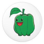 Glimlach Green Bell Pepper Keramische Knop (Voorkant)