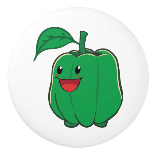 Glimlach Green Bell Pepper Keramische Knop (Voorkant)