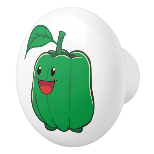 Glimlach Green Bell Pepper Keramische Knop (Rechts)