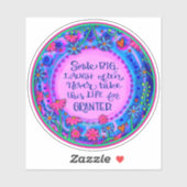 Glimlach Grote Aanmoediging Roze Bloemen Inspirivi Sticker (Vel)