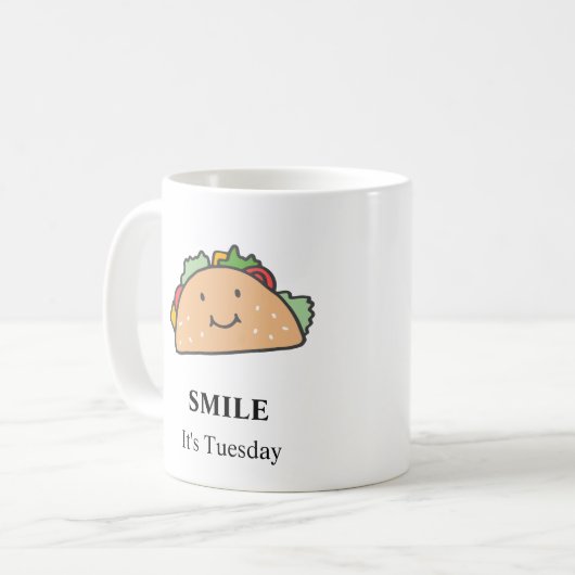 Glimlach! Het is dinsdag Taco dinsdag glimlachend  Koffiemok (Voorkant links)