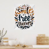 Glimlach: het is gratis therapie poster (Keuken)