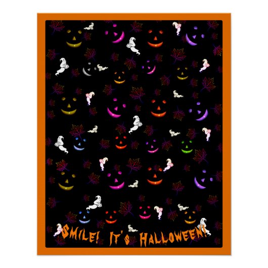 Glimlach Het is Happy Halloween Herfst Spooky Ghos Perfect Poster (Voorkant)