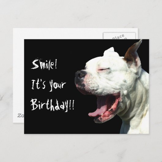 Glimlach, het is je verjaardagshond White Boxer br Briefkaart (Voorkant / Achterkant)