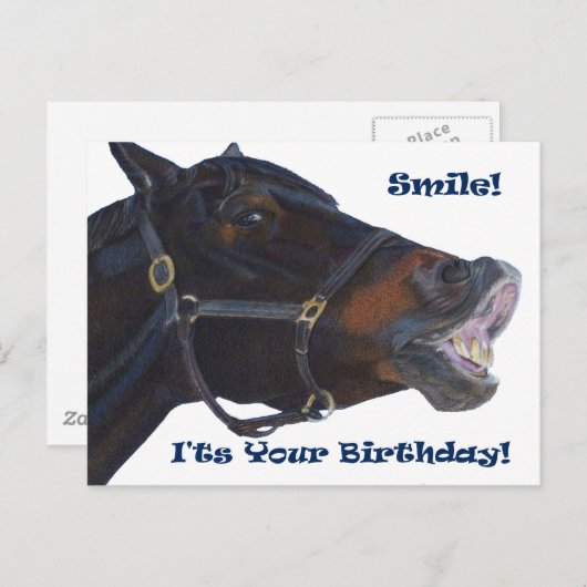 Glimlach! Het is jouw verjaardag! Paard Briefkaart (Voorkant / Achterkant)