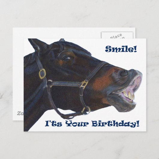 Glimlach! Het is jouw verjaardag! Paard Briefkaart (Voorkant / Achterkant)