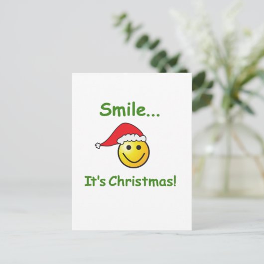 GLIMLACH, HET IS KERST! FEESTDAGENKAART (Staand voorkant)