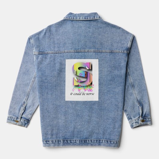 Glimlach, het kan nog erger denim jacket (Achterkant)