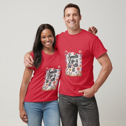 Glimlach, het leven is de moeite waard t-shirt (Unisex)