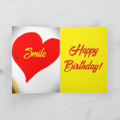 Glimlach in je hart verjaardagskaart kaart (Binnen)
