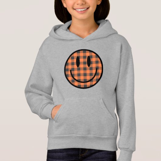 Glimlach in Pumpkin Gingham Hoodie (Voorkant)