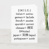 GLIMLACH IN VEEL TALEN - WEES BLIJ OP JE VERJAARDA KAART (Voorkant)