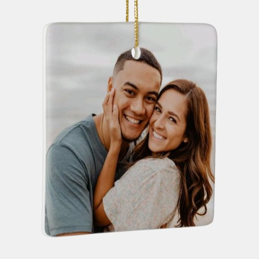 Glimlach is liefde, kerstbruiloft keramisch ornament (Rechts)