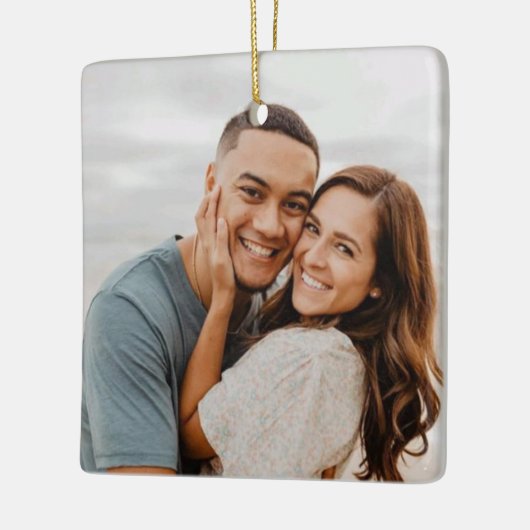 Glimlach is liefde, kerstbruiloft keramisch ornament (Links)