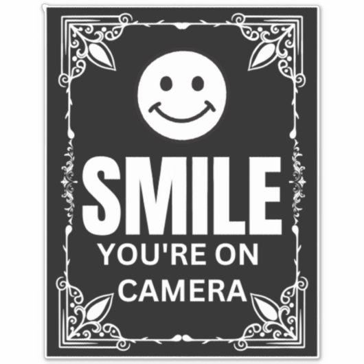 Glimlach Je bent op camerateken, videobewaking Sticker (Voorkant)