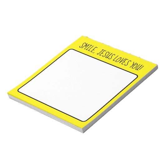 Glimlach, Jezus houdt van je gele gelukkige zonnes Notitieblok (Linkerzijde)