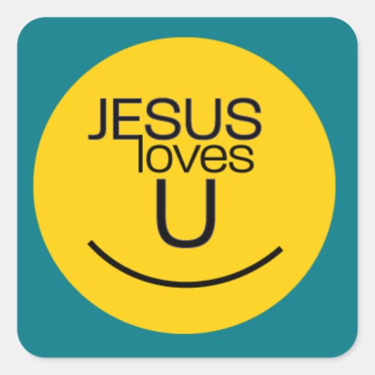 Glimlach...Jezus houdt van je Vierkante Sticker (Voorkant)