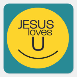 Glimlach...Jezus houdt van je Vierkante Sticker