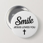 Glimlach Jezus Houdt Van Jou Ronde Button 7,6 Cm (Voorkant /achterkant)