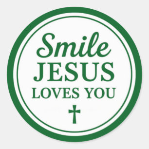 Glimlach Jezus Houdt van Jou Ronde Sticker