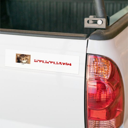 glimlach kat, Live, Love, Laugh Bumpersticker (Op Truck)