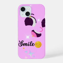 Glimlach Kawaii Roze Esthetische Hoes voor Telefoo iPhone 15 Case