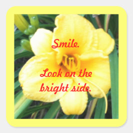 Glimlach. Kijk naar de lichte stickers