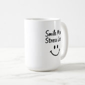 Glimlach meer, stress minder doedel ontwerp koffiemok (Voorkant rechts)