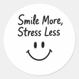 Glimlach meer, stress minder doedel ontwerp ronde sticker