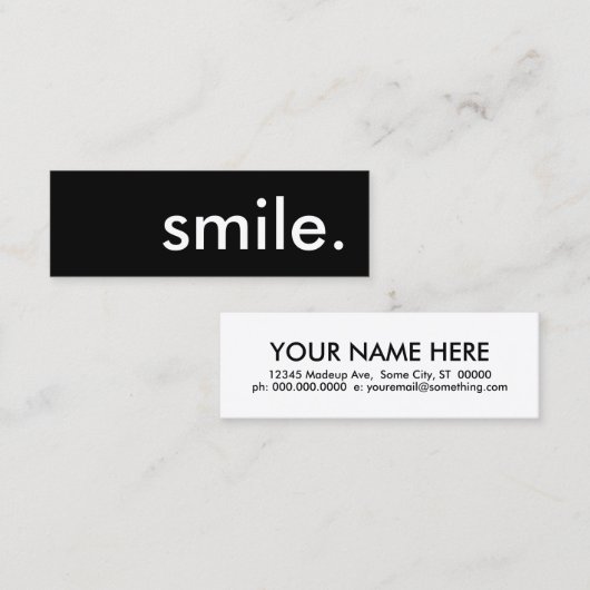 glimlach. mini visitekaartje (Voorkant / Achterkant)