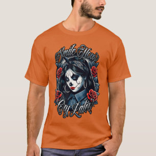 GLIMLACH NU HUIL LATER Chicana-tatoeage Chicano-ku T-shirt