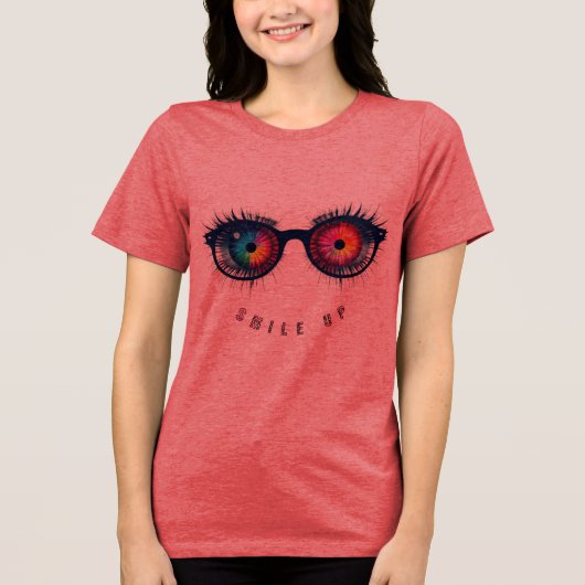 Glimlach omhoog oogglas Tri-Blend shirt (Voorkant)