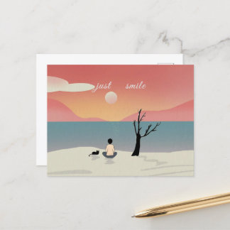 Glimlach op het leven en geniet van het leven briefkaart