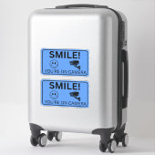 Glimlach op je cameraborden, videobewaking sticker (Koffer)