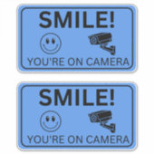Glimlach op je cameraborden, videobewaking sticker (Voorkant)