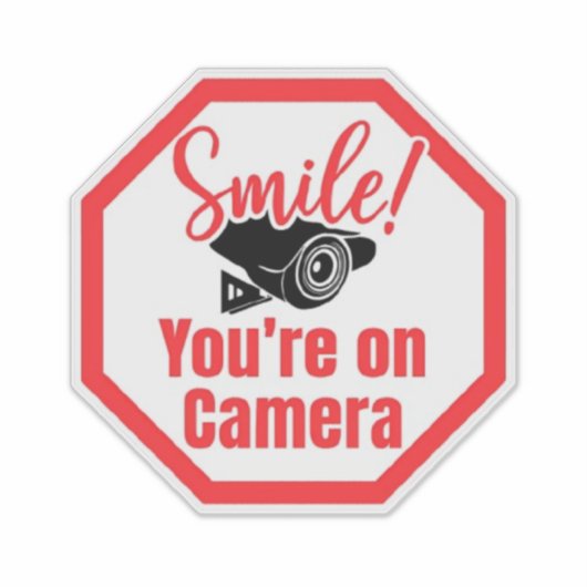 Glimlach op je cameraborden, videobewaking sticker (Voorkant)
