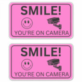 Glimlach op je cameraborden, videobewaking sticker (Voorkant)