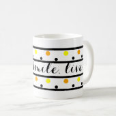 Glimlach Quote Geel Sinaasappel Polka Dots Koffiemok (Voorkant rechts)