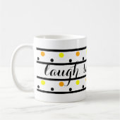 Glimlach Quote Geel Sinaasappel Polka Dots Koffiemok (Links)