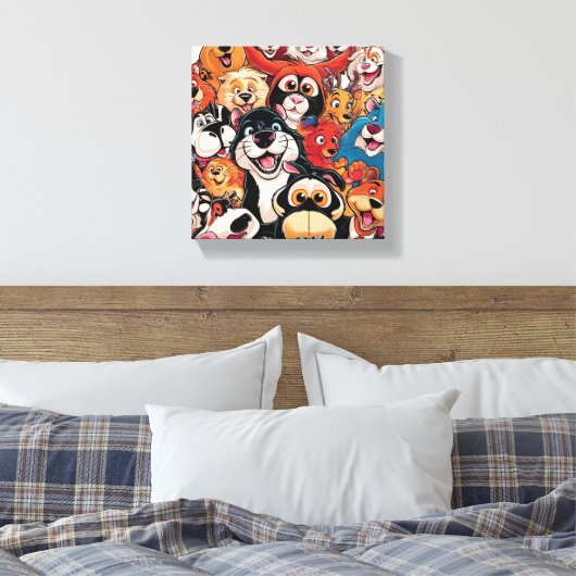 Glimlach rondom het dier canvas afdruk (Insitu (Slaapkamer))